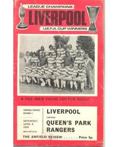 Liverpool v Queen's Park Rangers official programme 06/04/1974