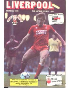 Liverpool v Sheffield Wednesday official programme 16/11/1986