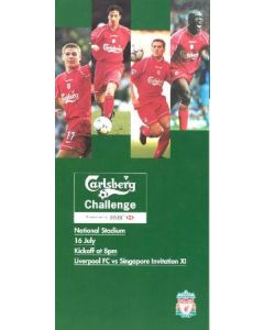 Liverpool v Singapore Invitation XI Carlsberg Challenge leaflet 16/07/2001
