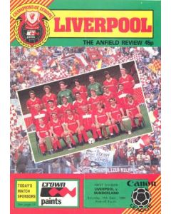 Liverpool v Sunderland official programme 15/09/1984