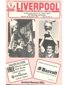 Liverpool v Tottenham Hotspur official programme 06/12/1980 Football League