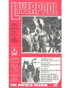 Liverpool v West Bromwich Albion official programme 27/08/1977