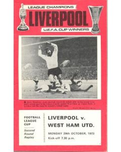 Liverpool v West Ham United official programme 29/10/1973
