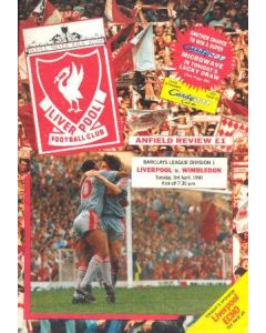 Liverpool v Wimbledon official programme 03/04/1990