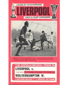 Liverpool v Wolverhampton Wanderers official programme 10/11/1973