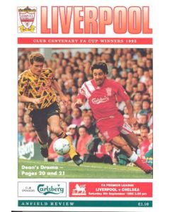 Liverpool v Chelsea official programme 05/09/1992 Premier League