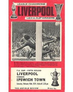 Liverpool v Ipswich Town official programme 16/02/1974