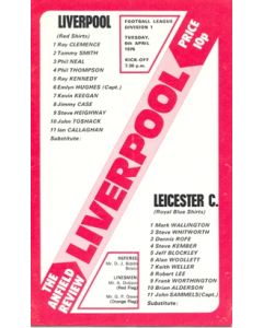 Liverpool v Leicester City official programme 06/04/1976