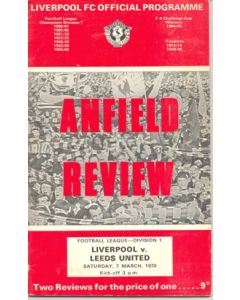 Liverpool v Leeds United official programme 07/03/1970