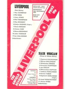 Liverpool v Slask Wroclaw official programme 10/12/1975
