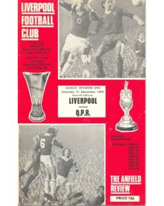 Liverpool v Queen's Park Rangers official programme 11/12/1976