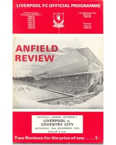 Liverpool v Coventry City official programme 14/11/1970