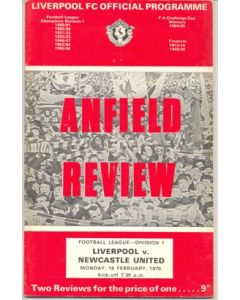 Liverpool v Newcastle United official programme 16/02/1970