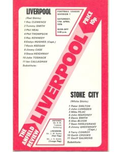 Liverpool v Stoke City official programme 17/04/1976