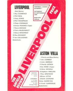 Liverpool v Aston Villa official programme 20/09/1975