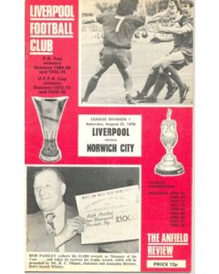 Liverpool v Norwich City official programme 21/08/1976