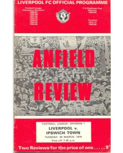 Liverpool v Ipswich Town official programme 24/03/1970