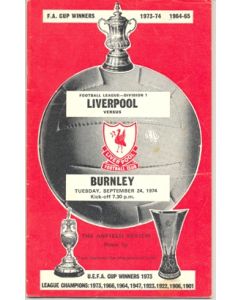 Liverpool v Burnley official programme 24/09/1974
