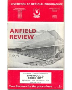 Liverpool v Stoke City official programme 26/12/1970