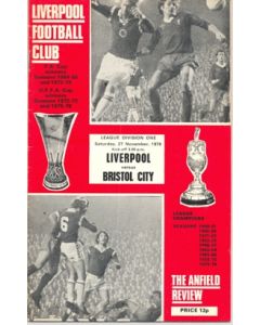Liverpool v Bristol City official programme 27/11/1976