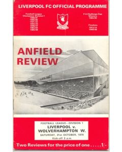 Liverpool v Wolverhampton W. official programme 31/10/1970