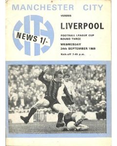 Manchester City v Liverpool official programme 24/09/1969