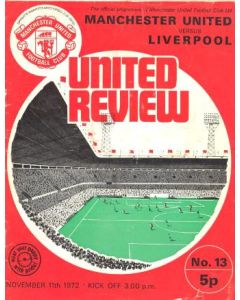 Manchester United v Liverpool official programme 11/11/1972
