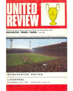 Manchester United v Liverpool official programme 14/12/1968, half price