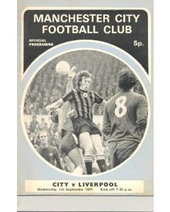 Manchester City v Liverpool official programme 01/09/1971