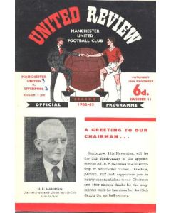 Manchester United v Liverpool official programme 10/11/1962