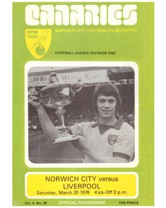 1976 Norwich v Liverpool football programme