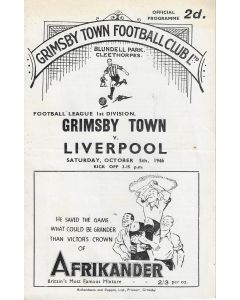 Grimsby v Liverpool 5/10/1946 Official Programme 
