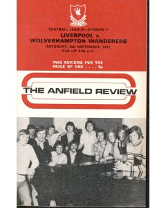 Liverpool v Wolverhampton Wanderers Programme 9/9/1972