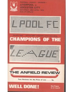 Liverpool V Leicester City Programme 28/4/1973
