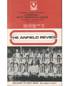 Liverpool v West Bromwich Albion Programme 14/4/1973
