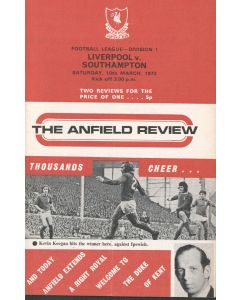 Liverpool v Southampton Programme 10/03/1973