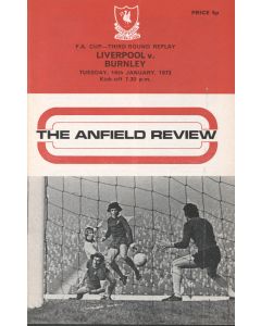 Liverpool v Burnley FA Cup 3rd Round Replay Programme 16/1/1973