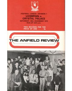 Liverpool v Crystal Palace Programme 30/12/1972