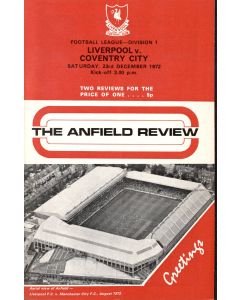 Liverpool v Coventry City Programme 23/12/1972