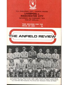 Liverpool v Manchester City Programme 3/2/1973