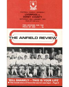 Liverpool v Derby County programme 20/01/1973