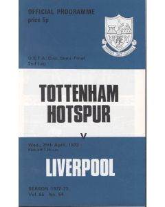 Tottenham Hotspur v Liverpool programme 25/04/1973