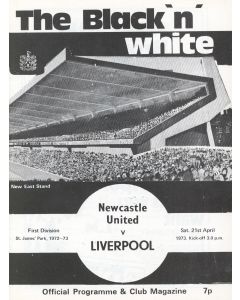 Newcastle United v Liverpool Programme 21/4/1973