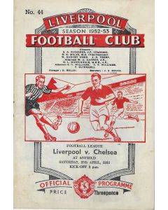 Liverpool v Chelsea 25/4/1953 Football Programme