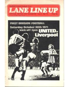 Sheffield United v Liverpool official programme 30/10/1971 Football League Cup
