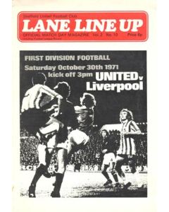 Sheffield United v Liverpool official programme 30/10/1971 Football League Cup