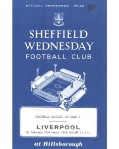 Sheffield Wednesday v Liverpool official programme 23/03/1968 Football League