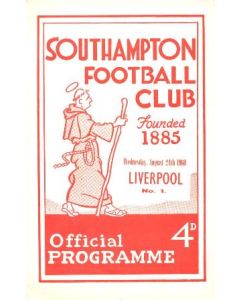 Southampton v Liverpool official programme 24/08/1960