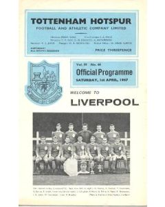 Tottenham Hotspur v Liverpool official programme 01/04/1967 Football League