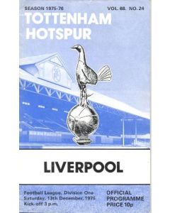 Tottenham Hotspur v Liverpool official programme 13/12/1975